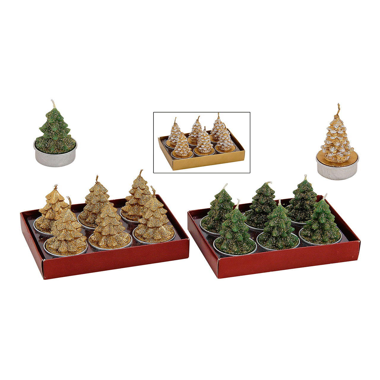 Tealight set 6-piece, assorted firs (W/H/D) 4x5.5x4 cm