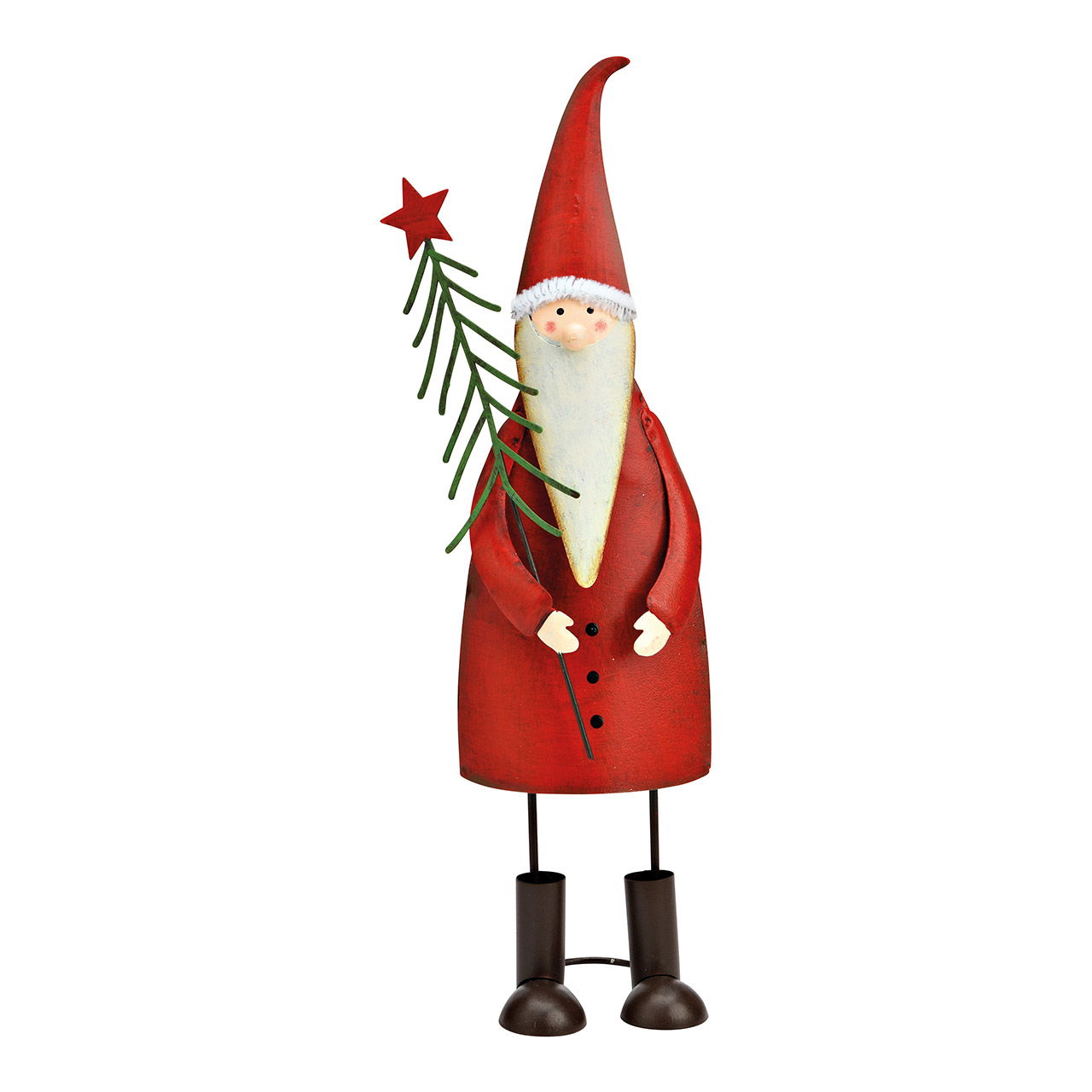 Santa Claus with Christmas tree made of metal red (W/H/D) 8x29x8cm