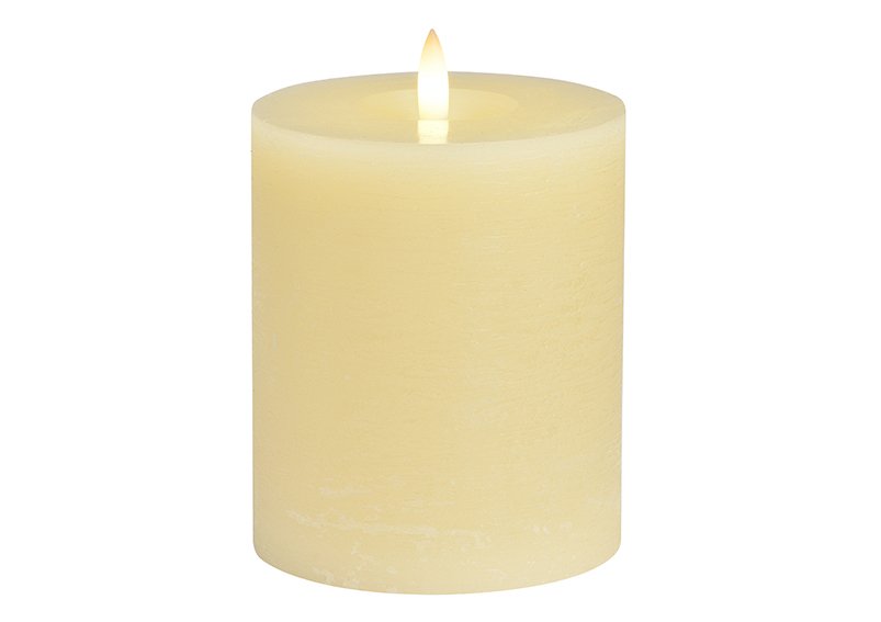Candle LED cream, flickering light, exclusive 3xAA made of wax (W/H/D) 10x12x10cm