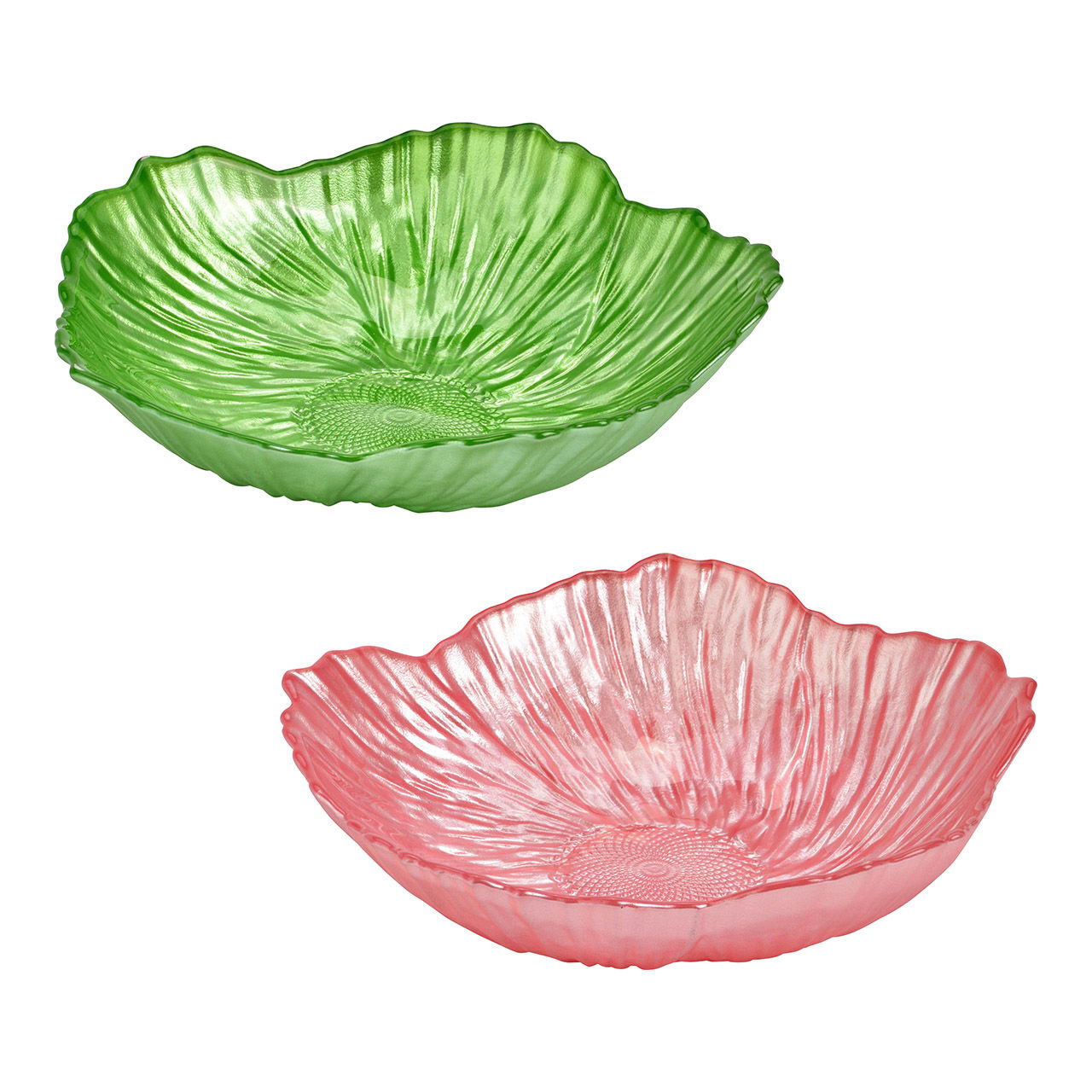 Assiette en verre, double, rose/vert (L/H/P) 20x4x20cm Schale