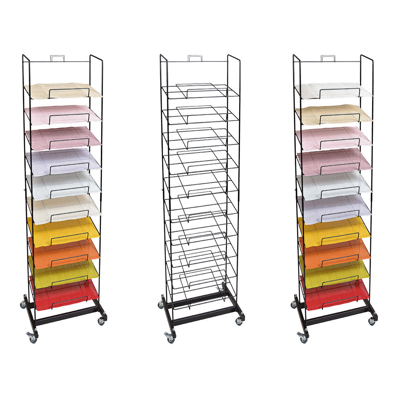 Ständer für Tischset aus Metall, B48 x T31 x H170 cm wäscheständer, trockengestell, rollbarer ständer, aufbewahrungstrog, faltbar