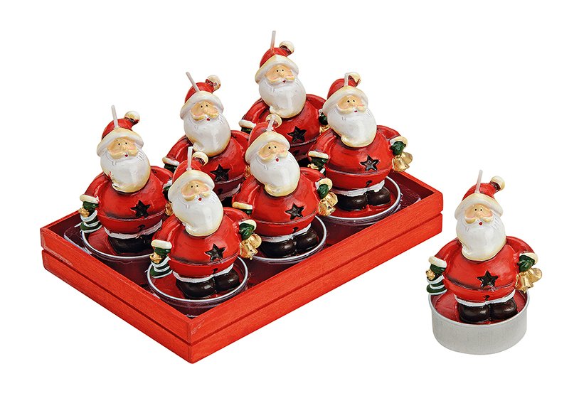 Set de bougies chauffe-plat 6 pièces Père Noël (L/H/P) 4x6x4 cm