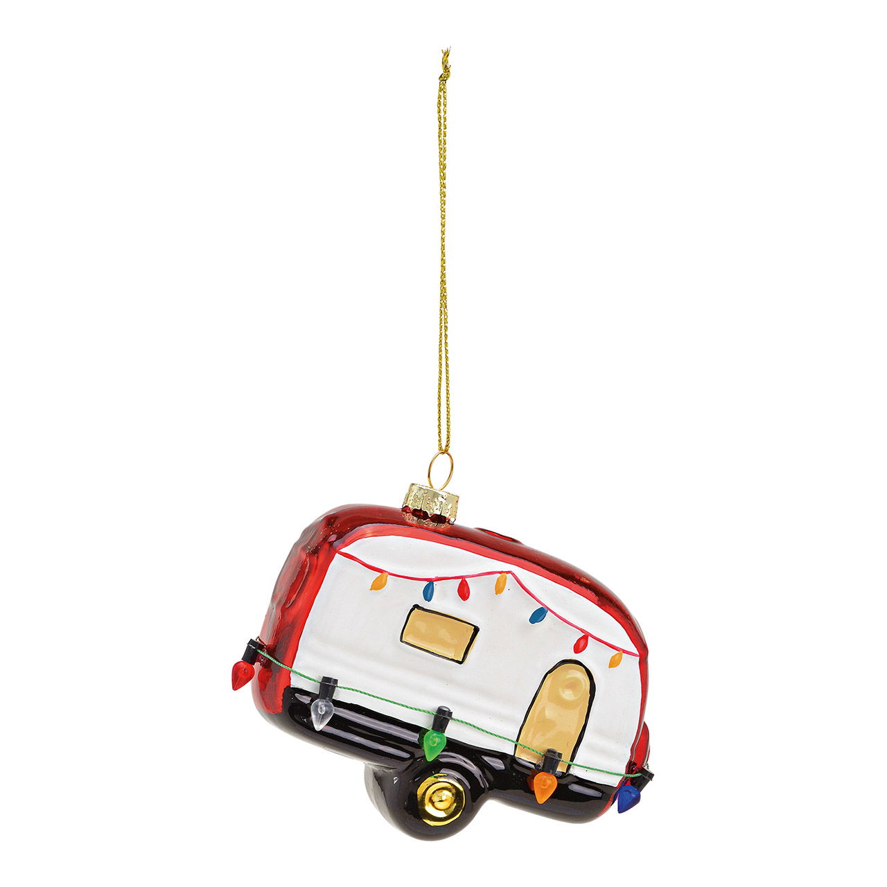 Christmas hanger caravan made of glass, colorful (W/H/D) 10x7x4cm