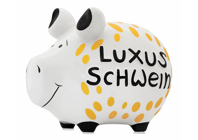 Small piggy, luxusschwein gold-edition, ceramic (w/h/d) 12,5x9x9cm