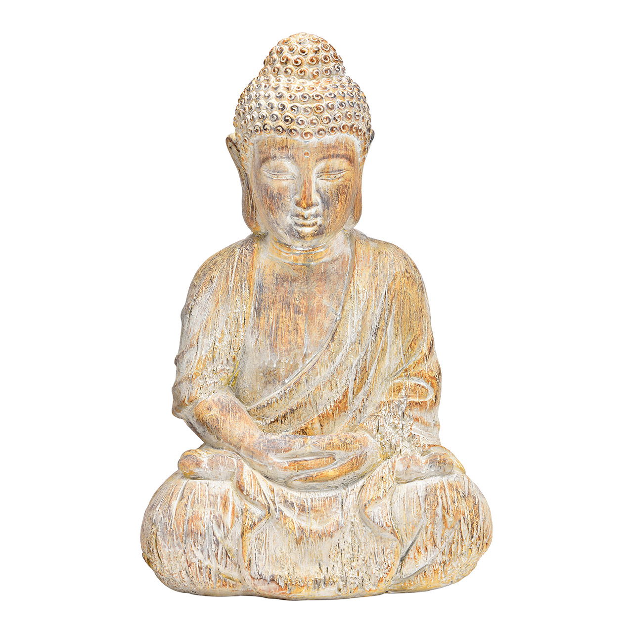 Bouddha en magnésie antique or (L/H/P) 28x47x20cm