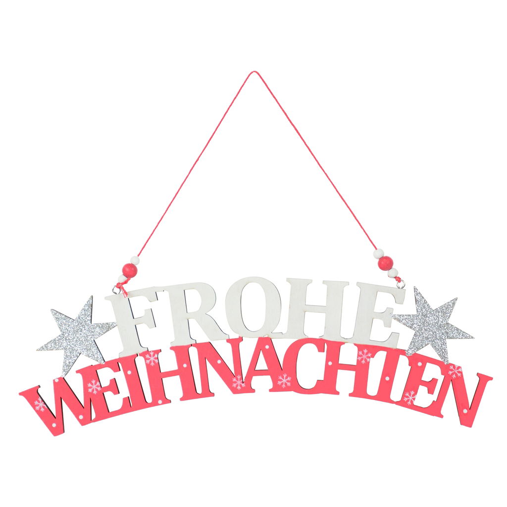 Tür-/Wandhänger Frohe Weihnachten, Holz, 32x9cm, 1 Stck, rot