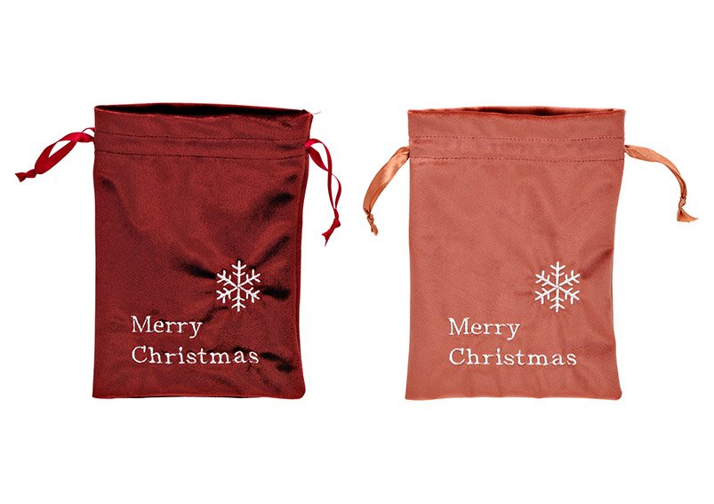 Bag, Merry Christmas, of textile Bordeaux 2-fold, (W/H) 14x20cm