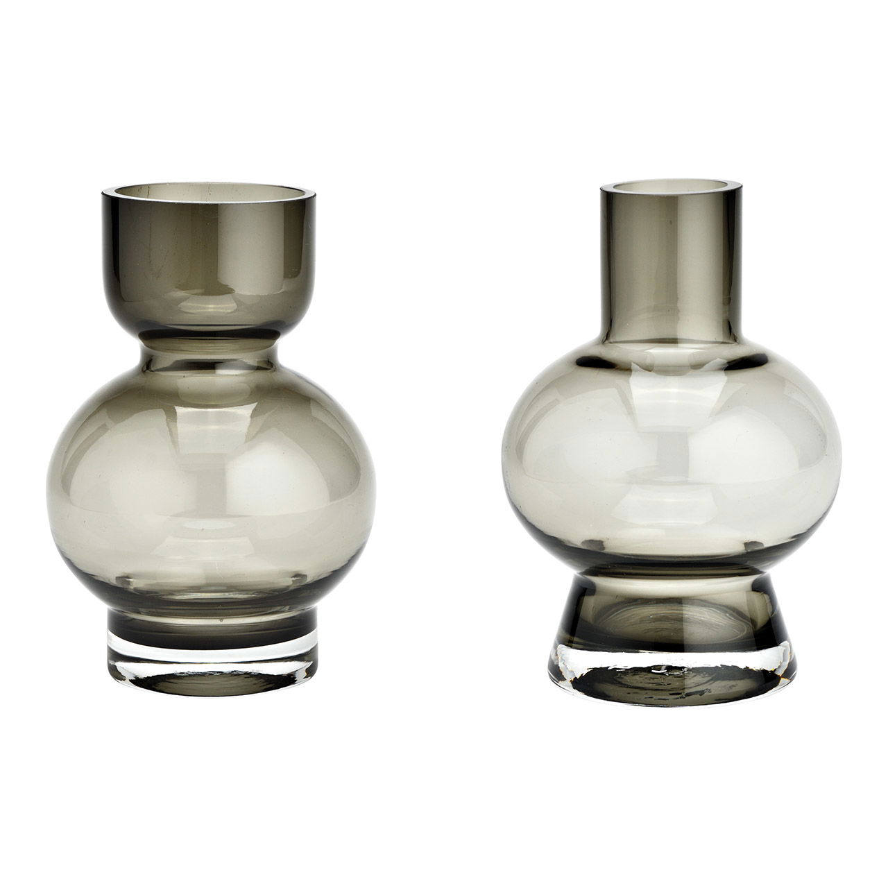 Grijze glazen vaas 2-voudig, (B/H/D) 11x16x11cm Grijze glazen vaas 2-voudig, (B/H/D) 11x16x11cm