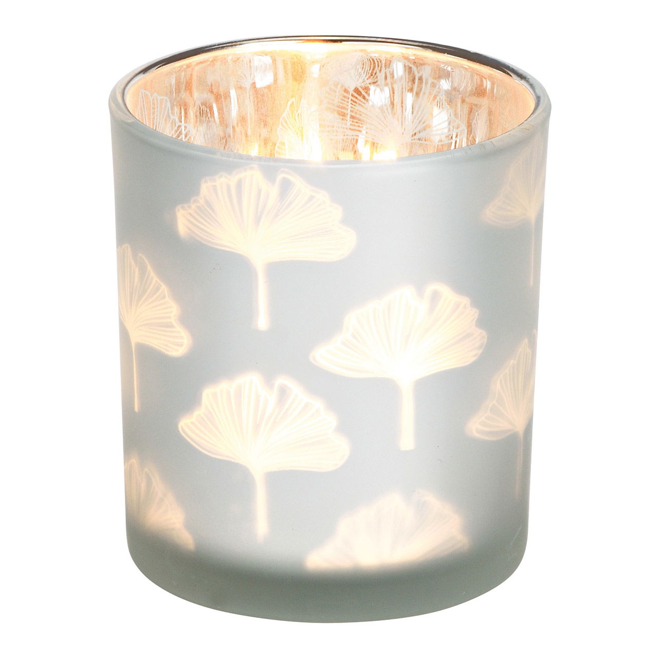 Wind light ginkgo decor glass white, silver (W/H/D) 7x8x7cm