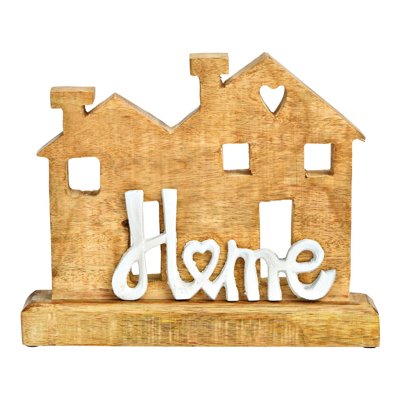 Supporto per casa con scritta in metallo, Home, in legno di mango naturale, bianco (L/H/D) 24x21x7cm Supporto per casa con scritta in metallo, Home, in legno di mango naturale, bianco (L/H/D) 24x21x7cm