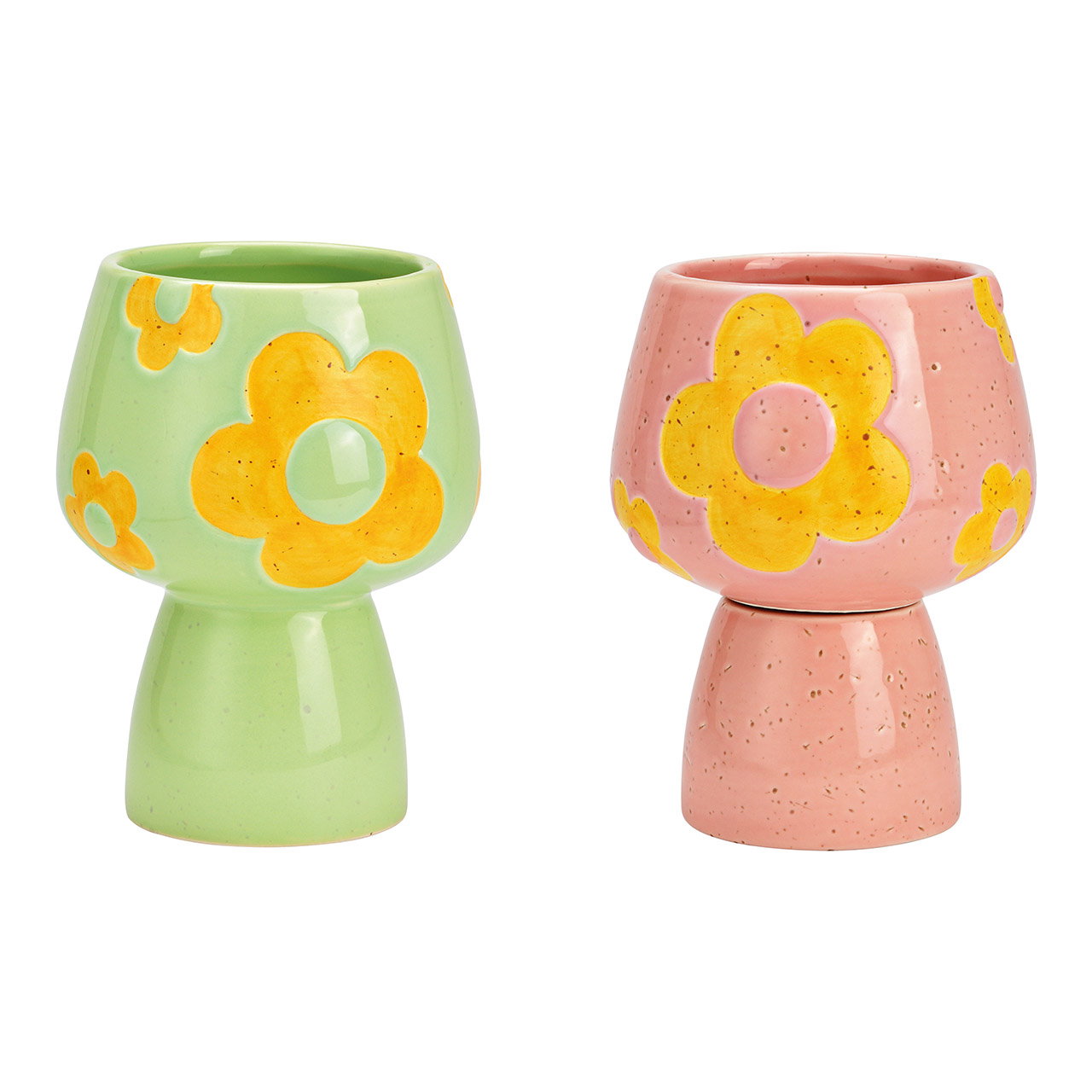 Vase with flower decoration made of ceramic green, pink 2-fold, (W/H/D) 12x15x12cm only for dried flowers Vase with flower decoration made of ceramic green, pink 2-fold, (W/H/D) 12x15x12cm only for dried flowers