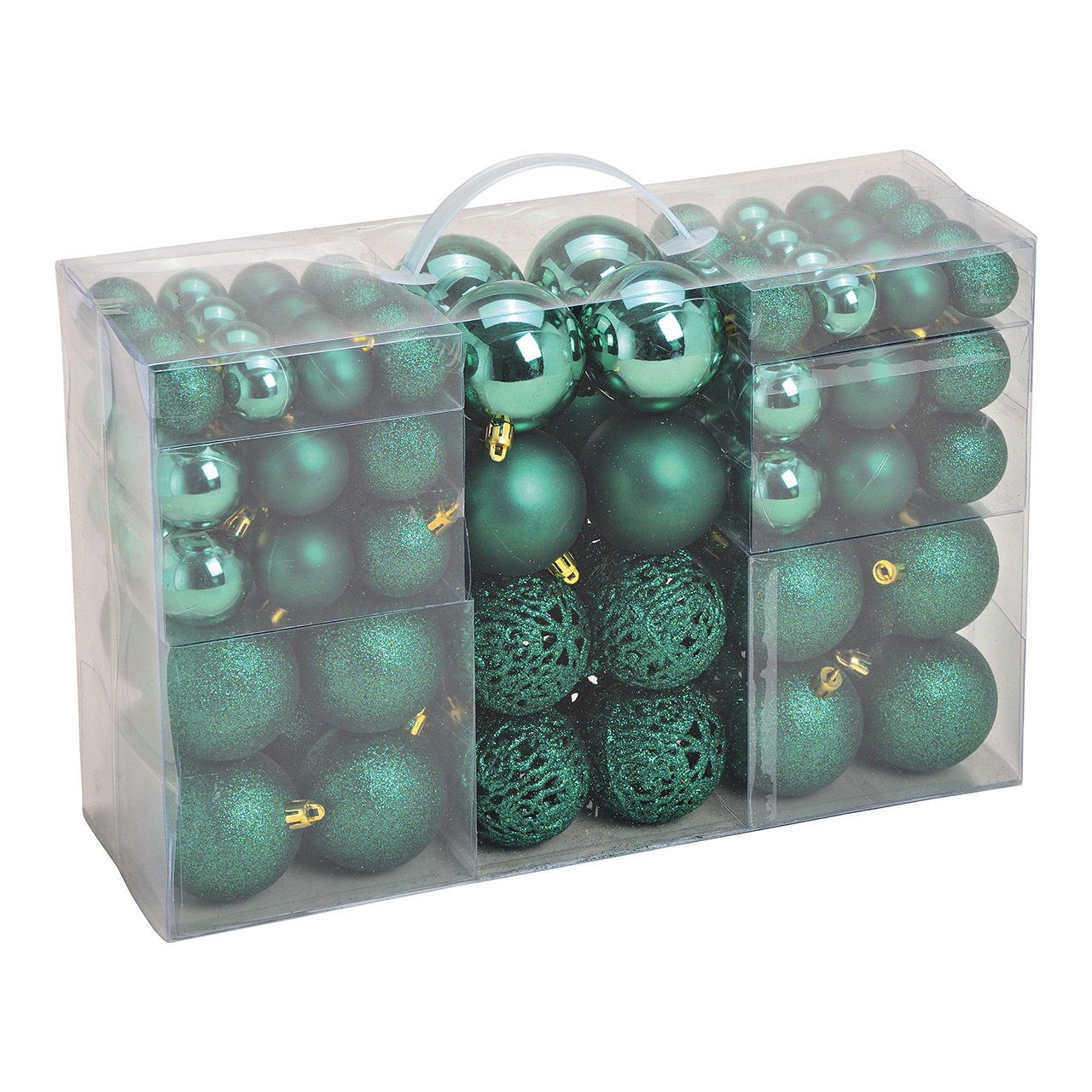 Set di palline di Natale in plastica Verde, set di 100, (c/h/d) 35x23x12cm Ø3/4/6cm