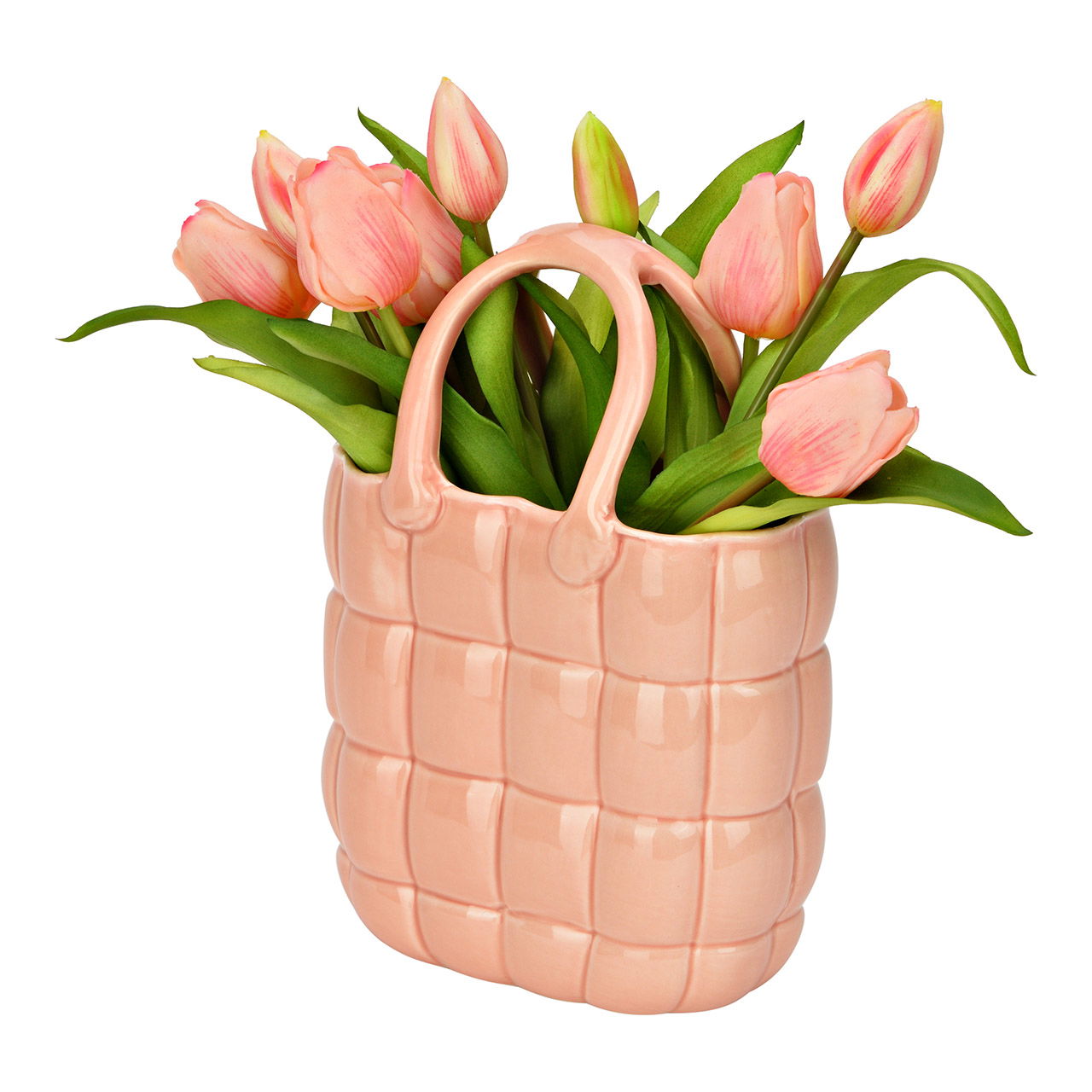 Vase Handtasche aus Keramik, Rosa (B/H/T) 18x25x10cm Tasche, Handtasche, Pflanze, Pflanze im Topf, Blumenstrauß
