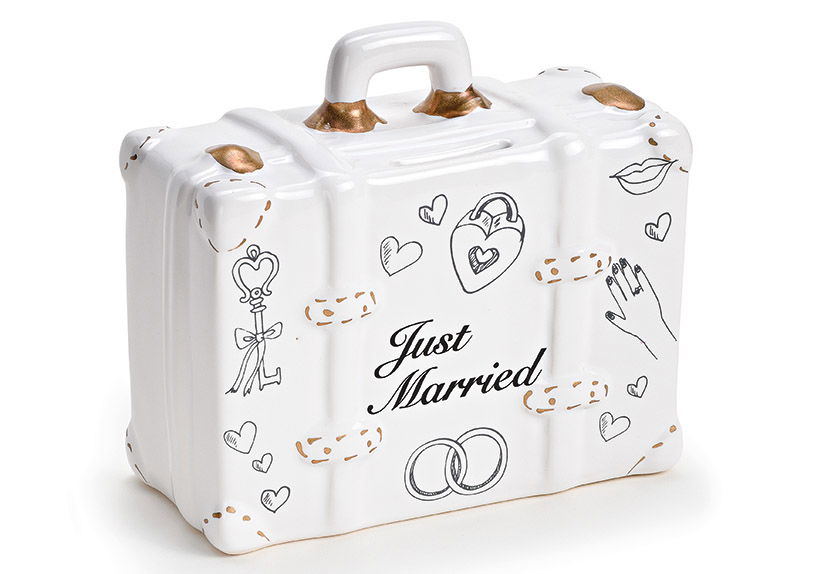 Money box suitcase Just married Ker. 14x6x13cm Tasche