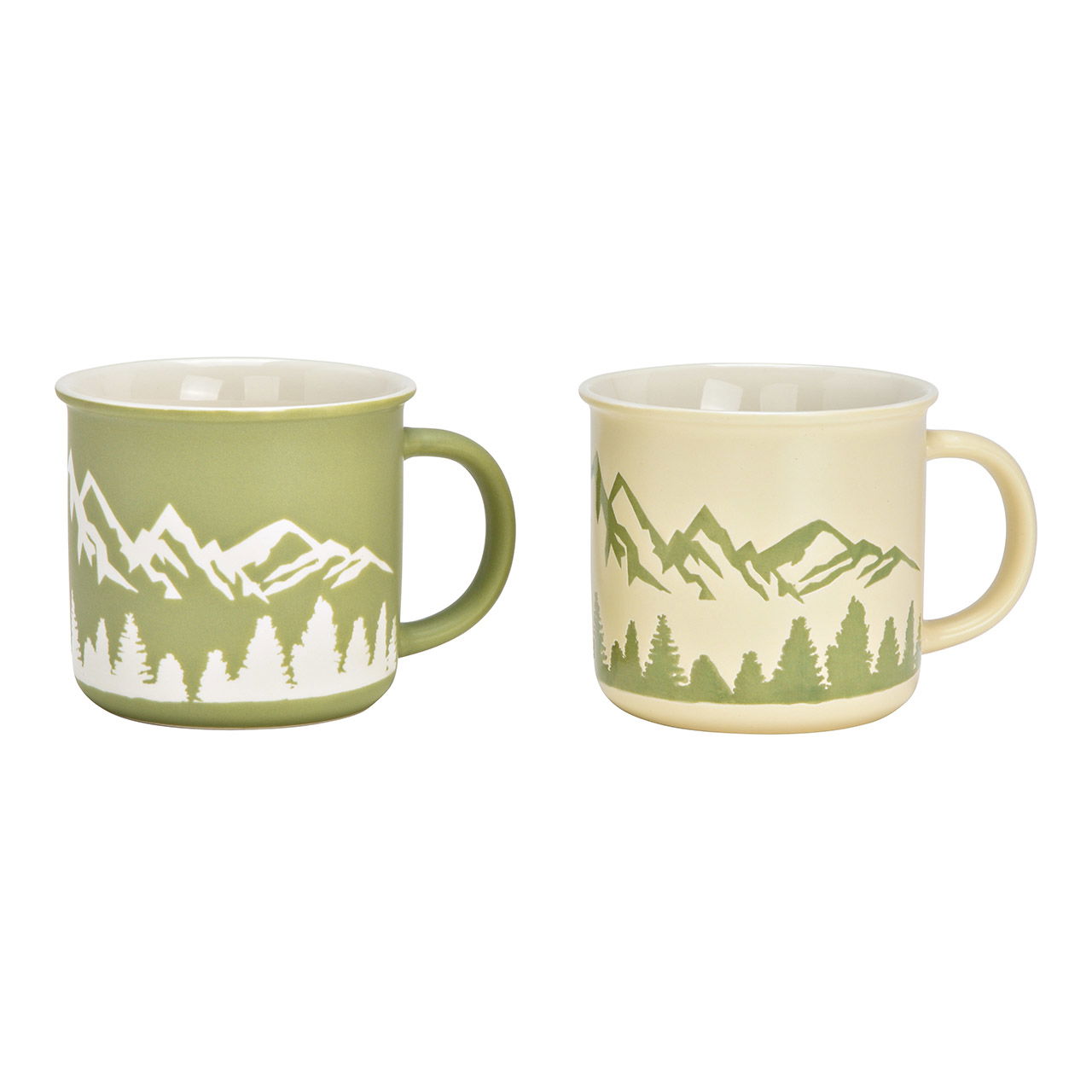 Mok bergdecor gemaakt van porselein, 2-voudig, groen (B/H/D) 13x9x10cm 480ml Mok bergdecor gemaakt van porselein, 2-voudig, groen (B/H/D) 13x9x10cm 480ml