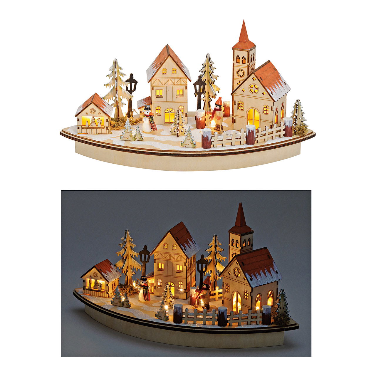 Winter scene with LED lighting made of wood (W/H/D) 36x20x17 cm Winter scene with LED lighting made of wood (W/H/D) 36x20x17 cm