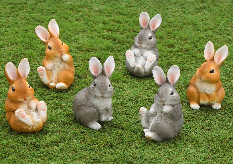 Hase aus Poly 6-fach sortiert, Braun/Grau, (B/H/T) 7x10x7cm Hase aus Poly 6-fach sortiert, Braun/Grau, (B/H/T) 7x10x7cm