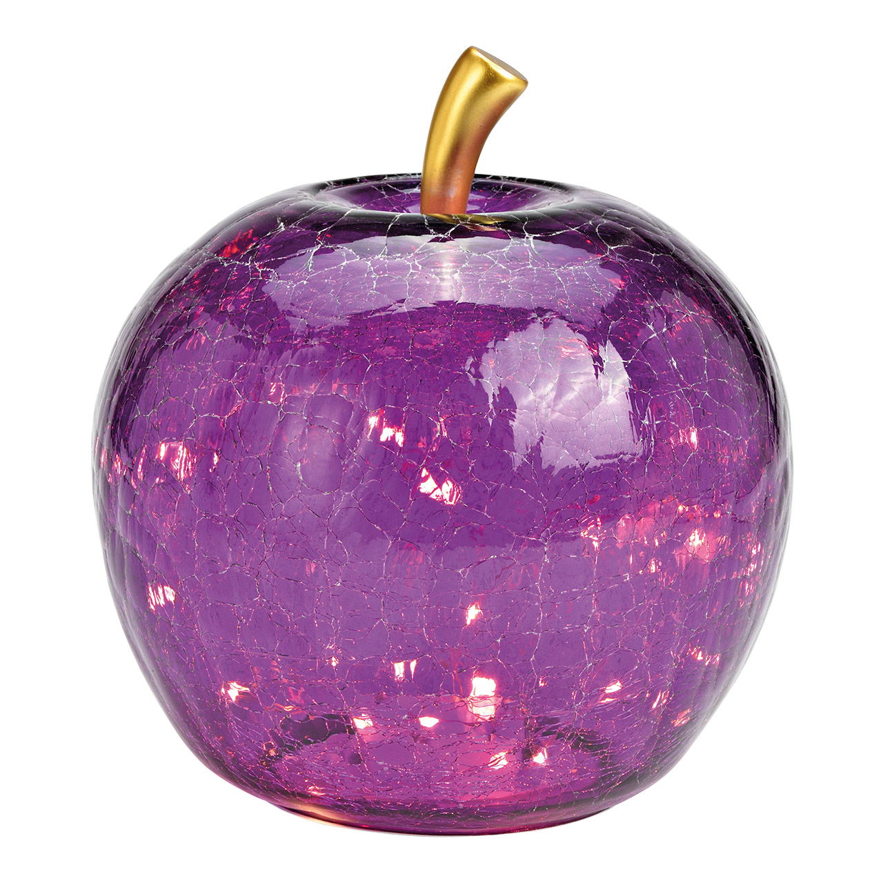 Pomme avec 30 LED avec minuterie en verre violet foncé (L/H/P) 22x24x22cm