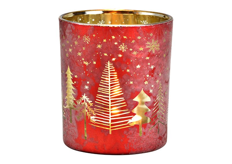 Lantern Christmas tree decor of glass red, gold (W/H/D) 9x10x9cm