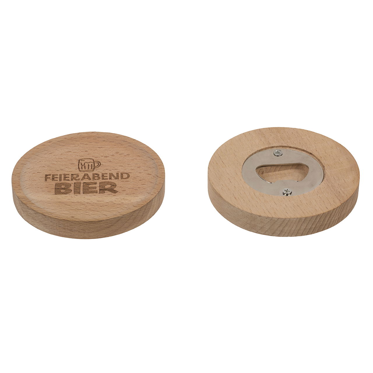 Posavasos con refrán y abrebotellas de madera, cuádruple, natural (ancho/alto/alto) 8x1x8cm 24pzs. en expositor Posavasos con refrán y abrebotellas de madera, cuádruple, natural (ancho/alto/alto) 8x1x8cm 24pzs. en expositor