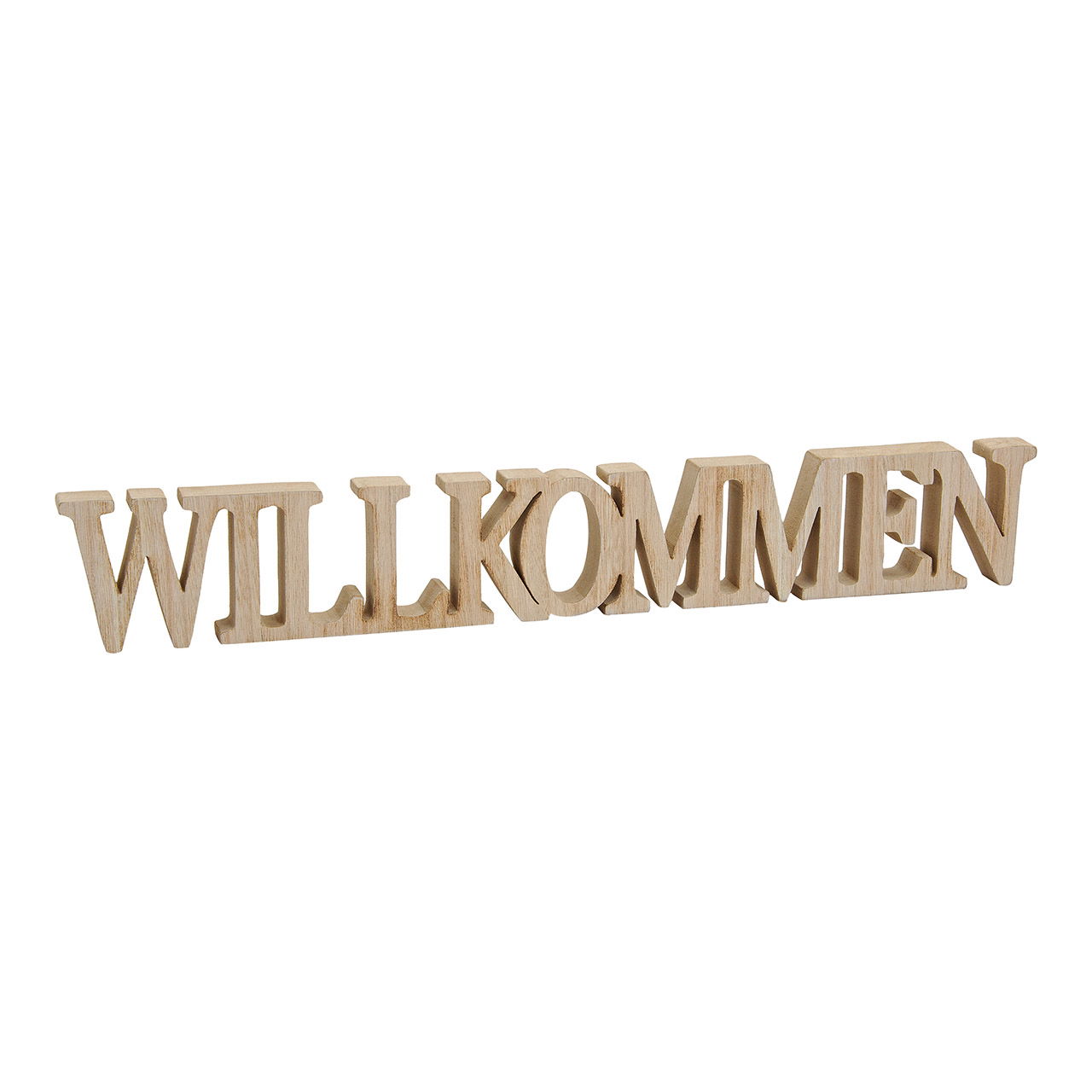 Aufsteller, Schriftzug Willkommen aus Holz, B60 x T2 x H9 cm