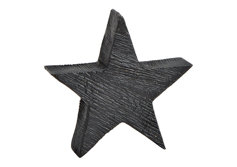 Étoile en bois de manguier noir (L/H/P) 15x15x4cm