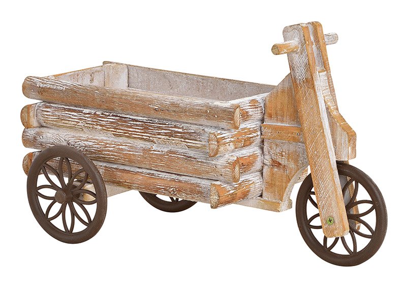 Chariot à trois roues en bois Marron (L/H/P) 15x24x36cm