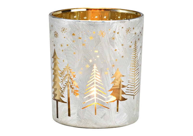 Lanterna abete decorazione di vetro bianco, oro (w/h/d) 9x10x9cm
