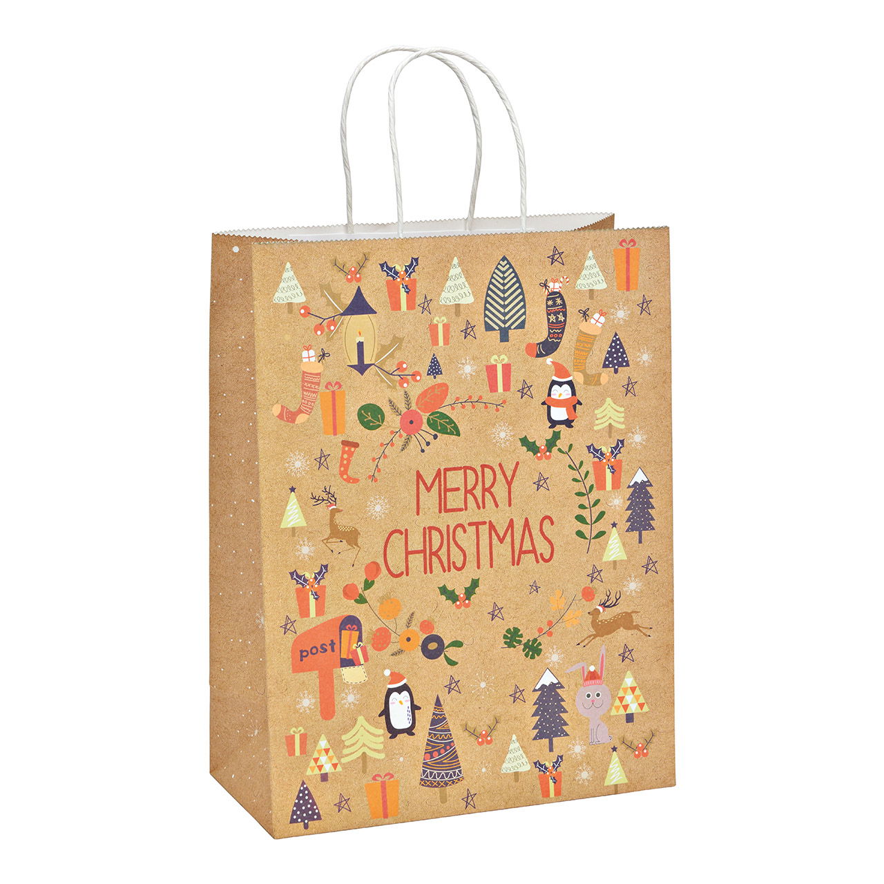 Gift bag, Christmas decor,made of paper/cardboard brown (W/H/D) 25x33x12cm