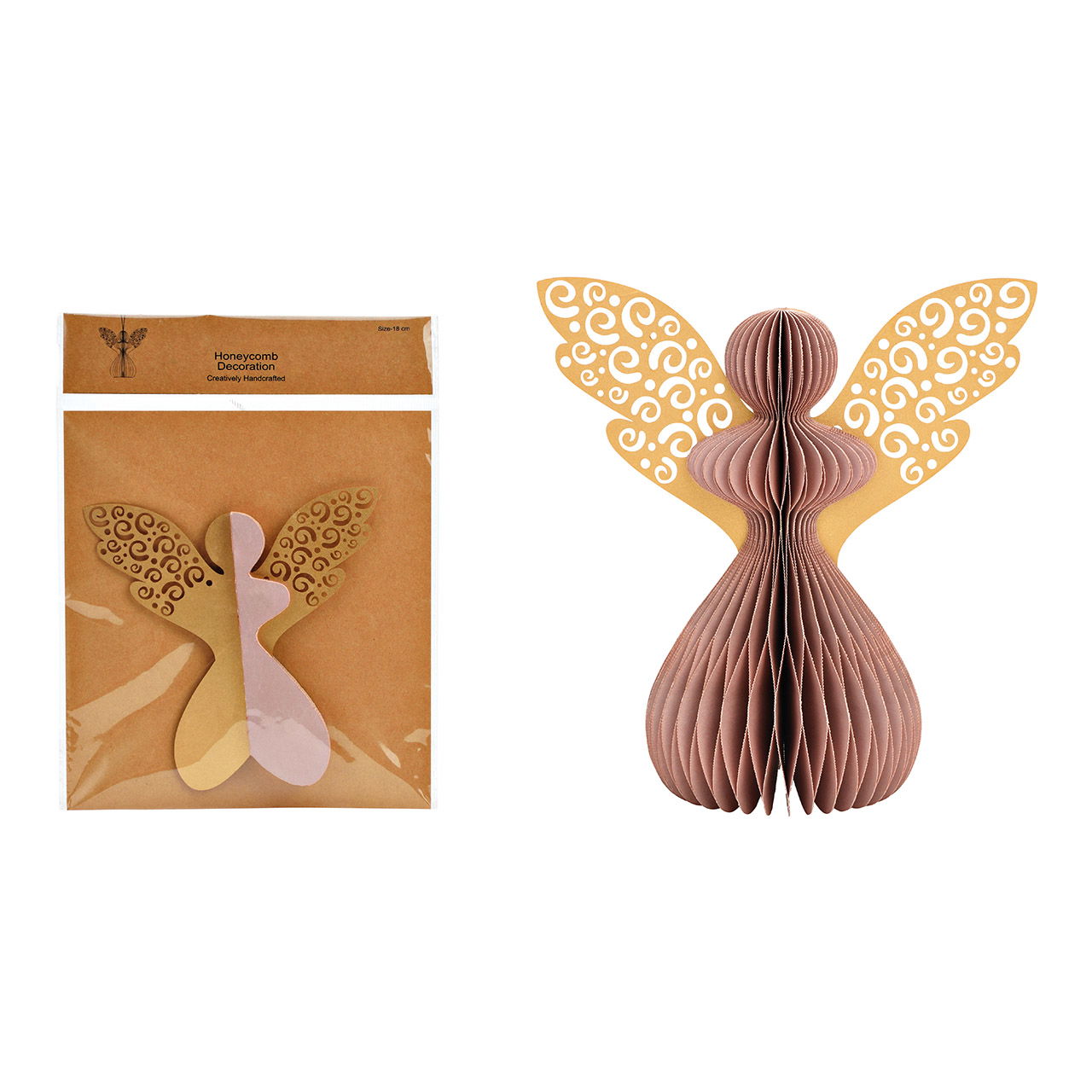 Weihnachtshänger Honeycomb Engel aus Papier/Pappe, Altrosa (B/H/T) 18x19x12cm Weihnachtshänger Honeycomb Engel aus Papier/Pappe, Altrosa (B/H/T) 18x19x12cm
