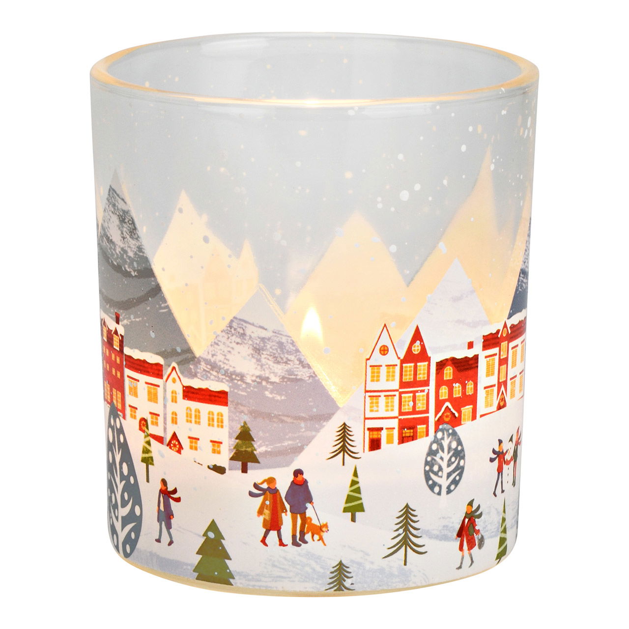 Photophore Décor de Noël en verre, Coloré (L/H/P) 7x8x7cm Photophore Décor de Noël en verre, Coloré (L/H/P) 7x8x7cm