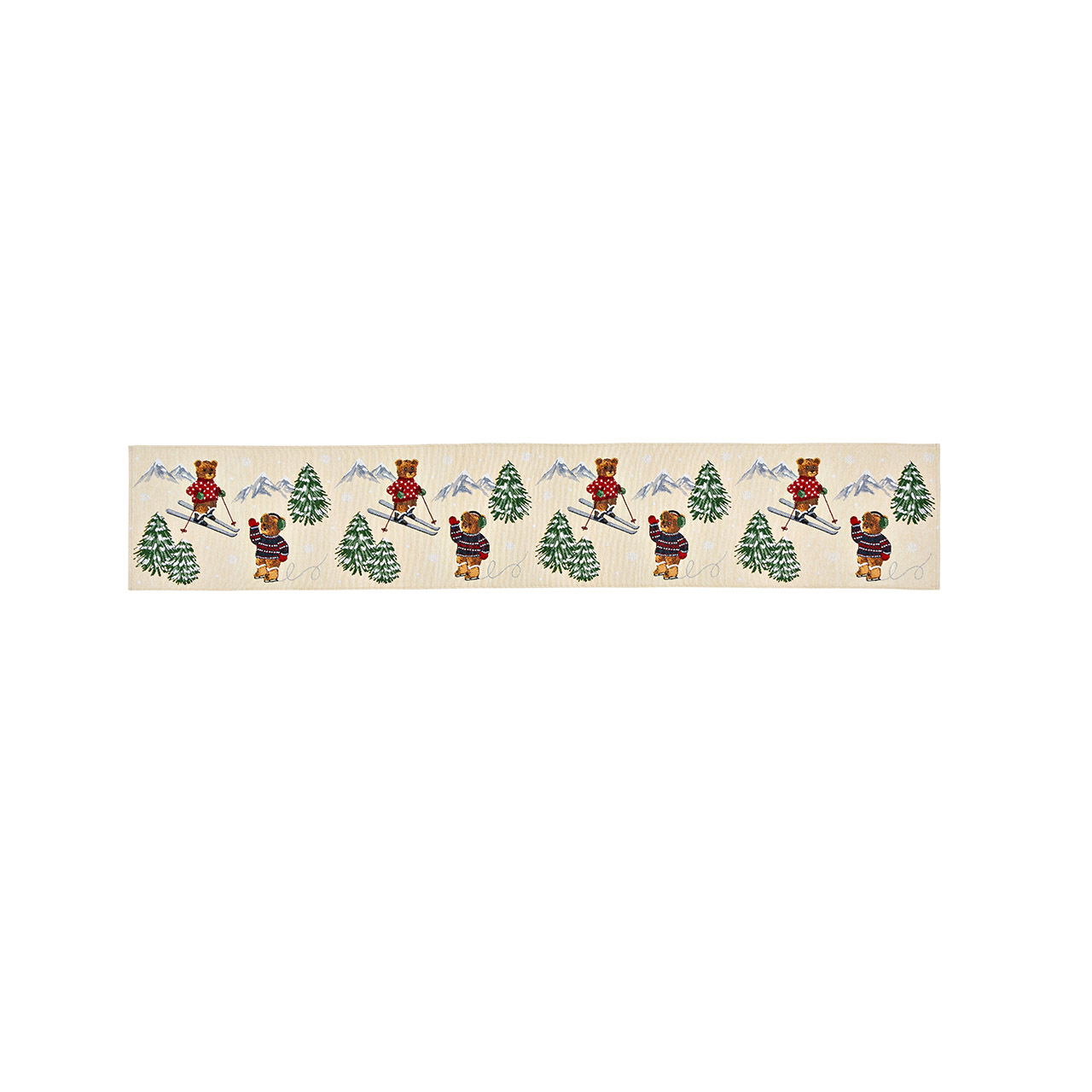 Runner da tavola orso invernale in tessuto, beige/rosso (L/H) 183x33cm Runner da tavola orso invernale in tessuto, beige/rosso (L/H) 183x33cm