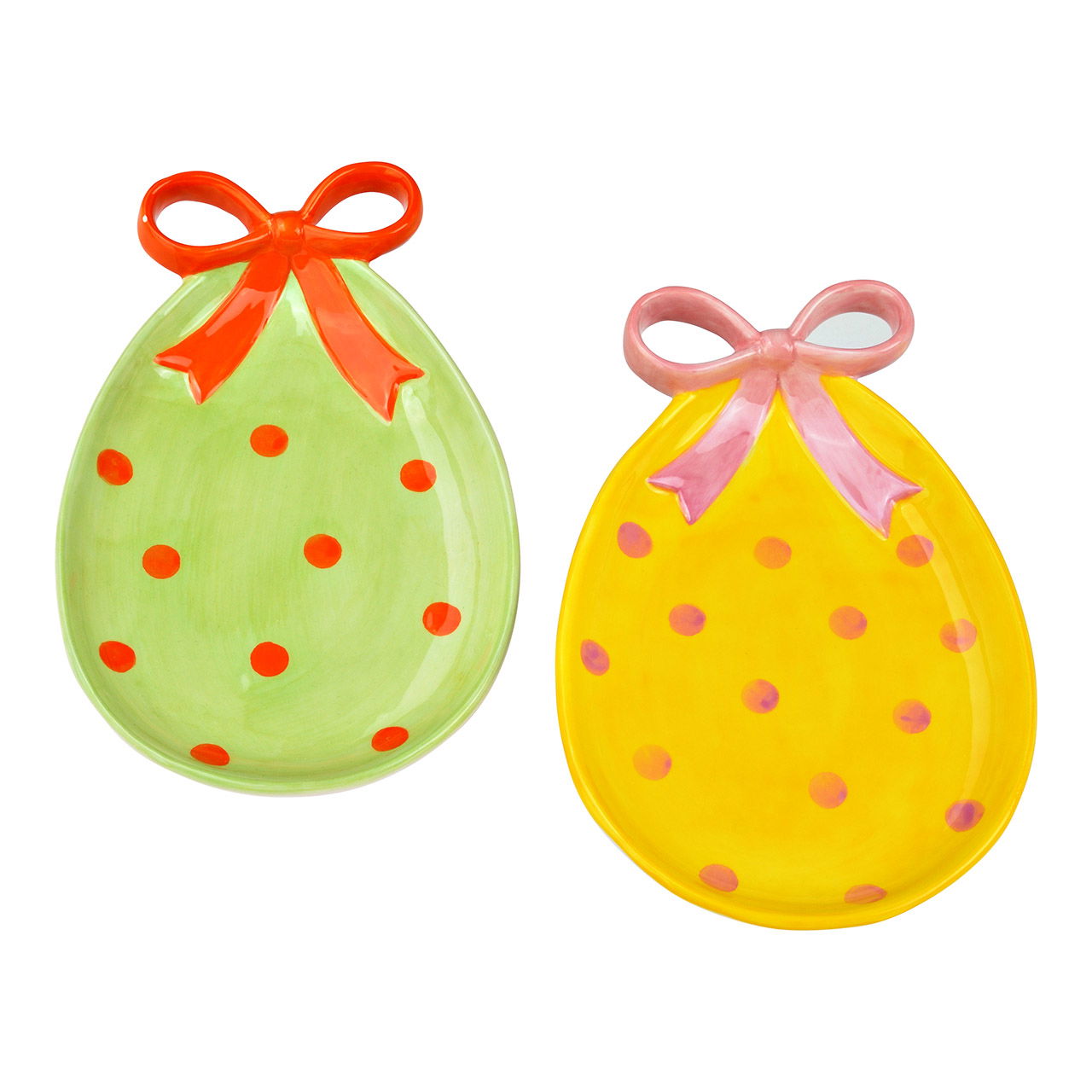 Decoratief keramisch bord, met strik, 2-voudig, geel/groen (B/H/D) 13x19x2cm Besteck, Löffel