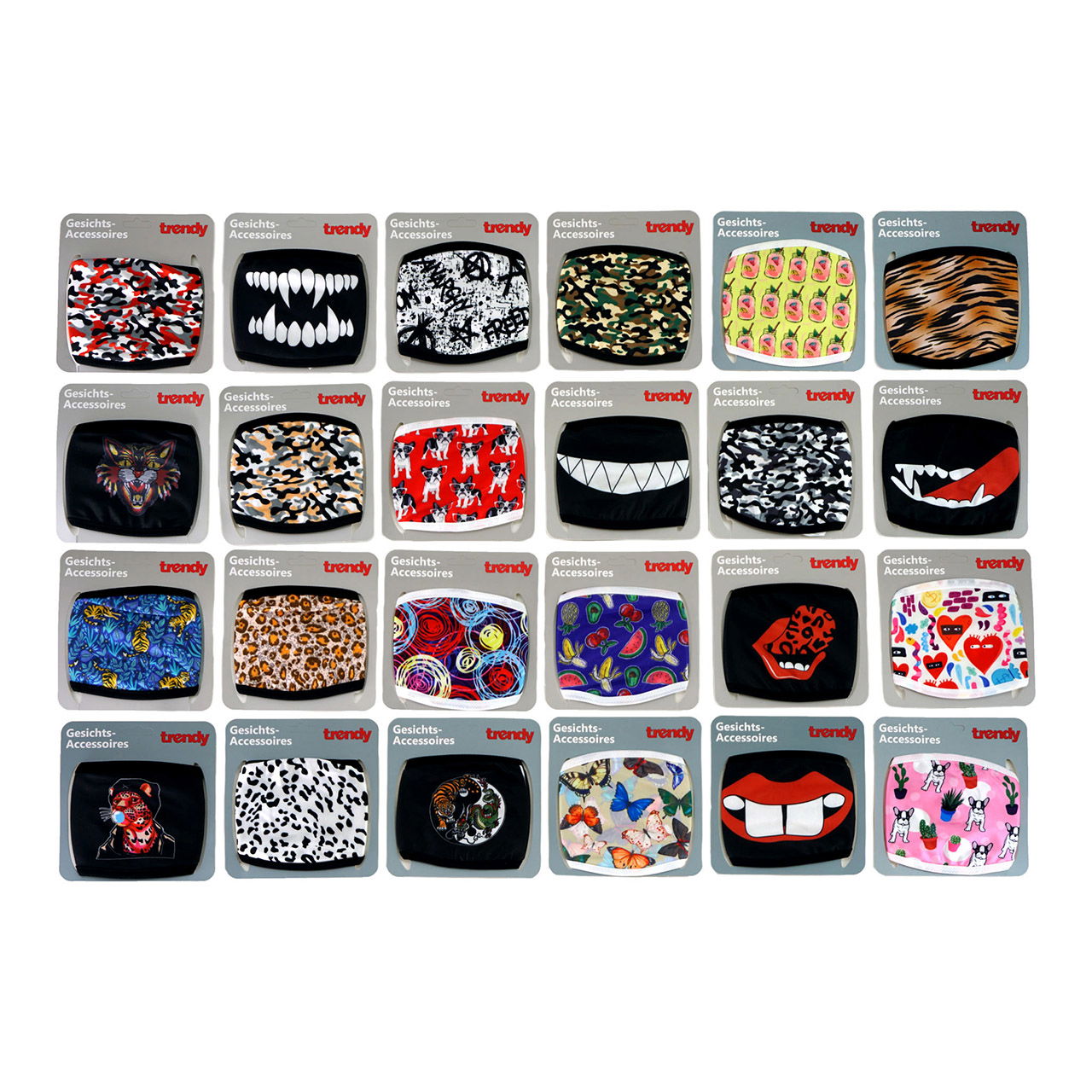 Stoffmaske, waschbar wiederverwendbar aus Textil Bunt 24-fach Stoffmaske, waschbar wiederverwendbar aus Textil Bunt 24-fach