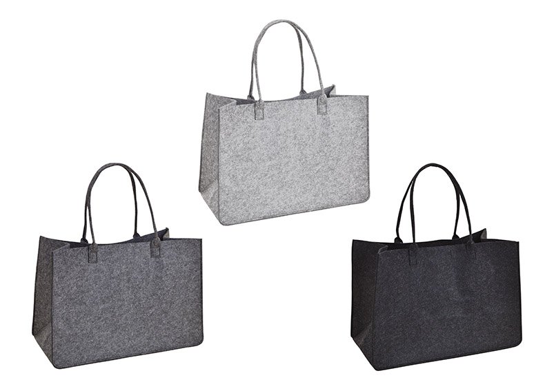 Bag with handles felt grey 3-asst. 50x35x27cm