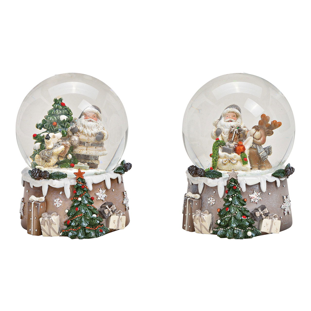 Globo di neve Babbo Natale in polietilene, vetro grigio 2 pieghe, (L/A/D) 7x9x7cm