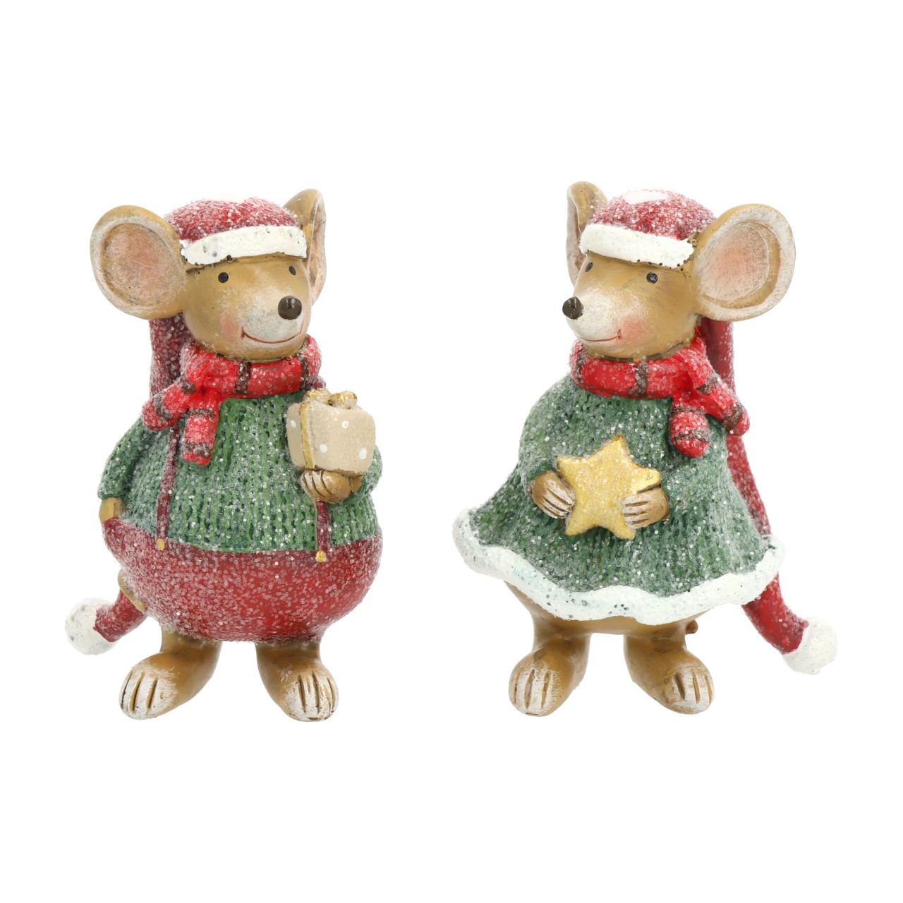 Maus Weihnachts Dekor aus Poly Bunt 2-fach sortiert (B/H/T) 5x9x5cm Spielzeug, Figur