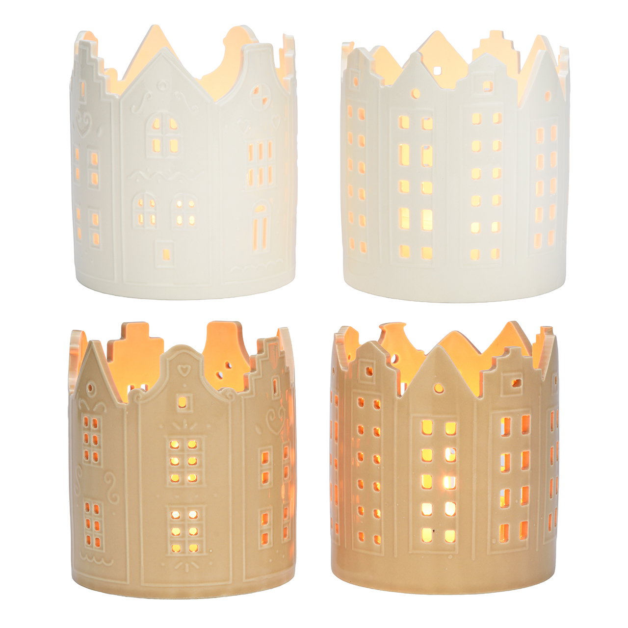 Porzellan, Keramik, Stadtmuster, Säulen-Design, Heller Rosé/Beige
