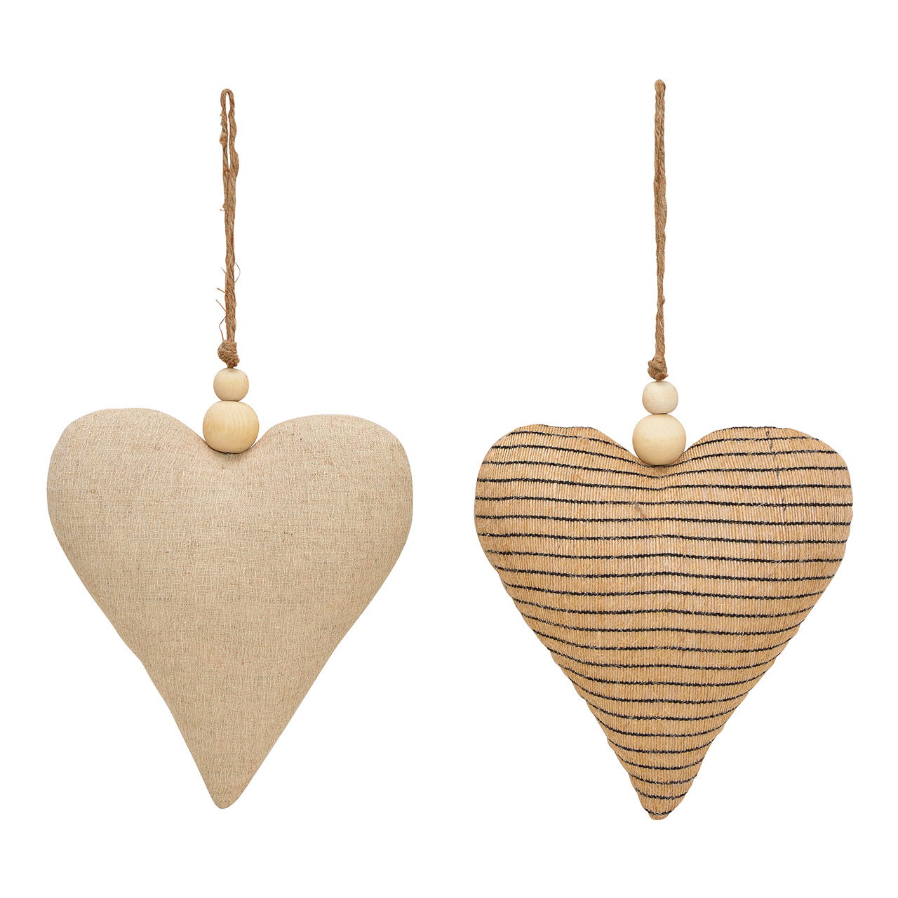 Hanger heart made of textile beige double, (w / h / d) 17x19x7cm