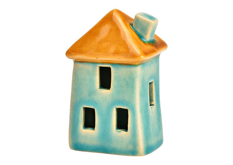 Haus aus Keramik mint (B/H/T) 5x10x4cm