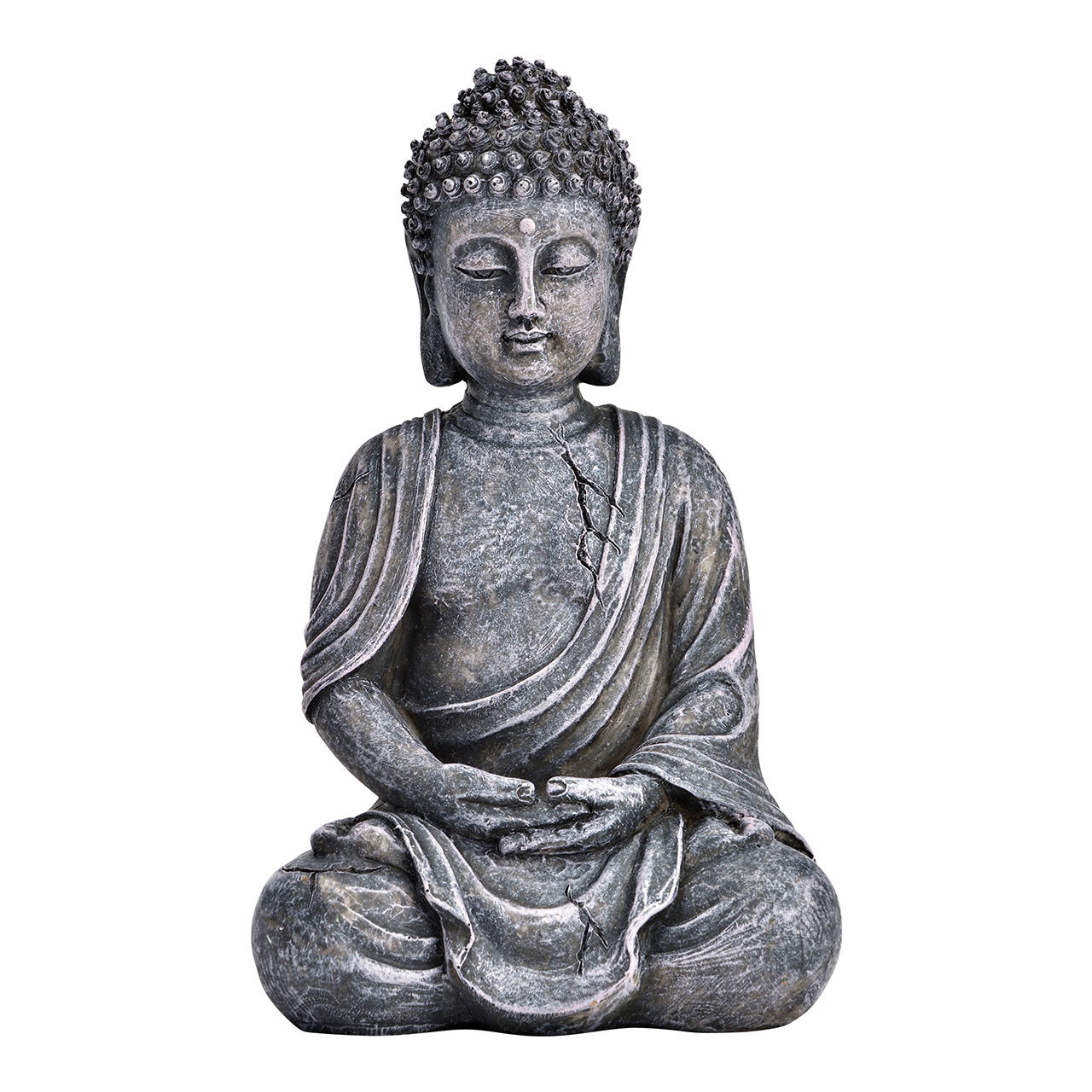 Buddha aus Poly grau (B/H/T) 11x17x8cm