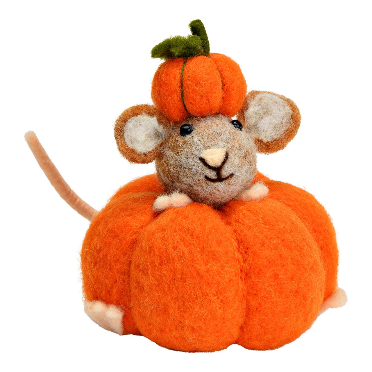 Maus in Kürbis aus Filz, Orange (B/H/T) 9x10x9cm Maus in Kürbis aus Filz, Orange (B/H/T) 9x10x9cm