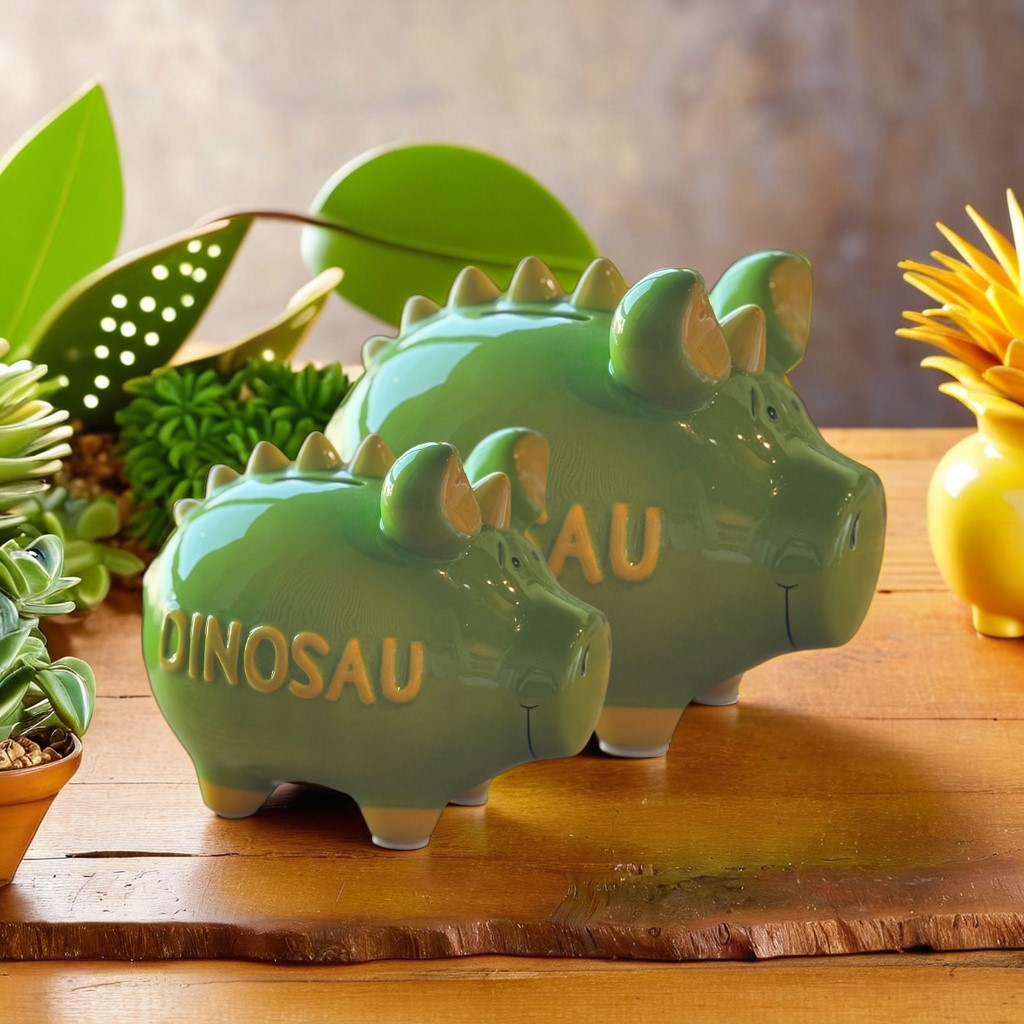 Sparschwein Company Sparschwein Dinosaurier-Topf, Sparschwein, Kakteenderbus, Grün, Figurenset