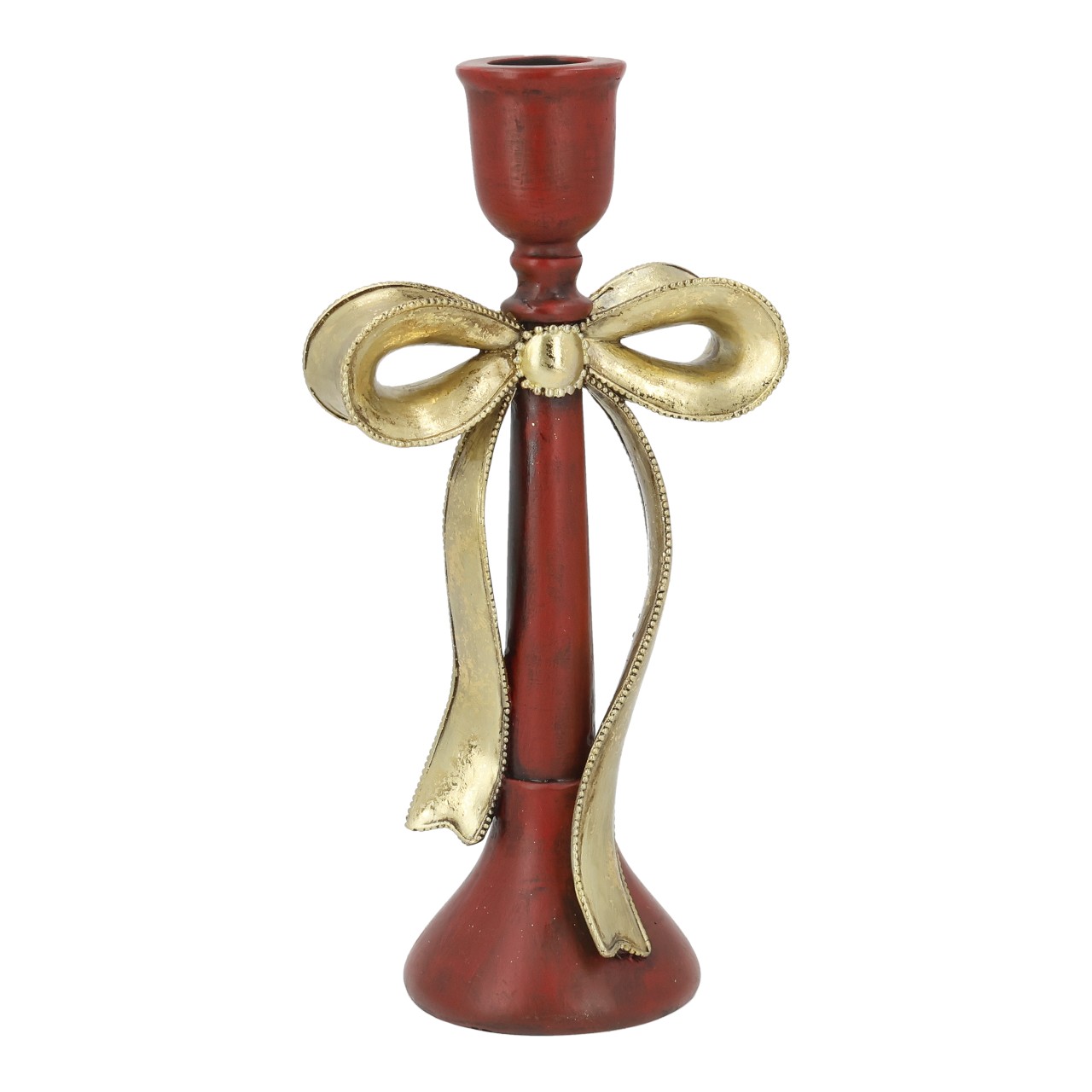 Kerzenhalter Schleife aus Poly Bordeaux (B/H/T) 12x26x8cm Kerzenhalter, Dekorationsartikel, Rotbraun, Metallisch, Schleife