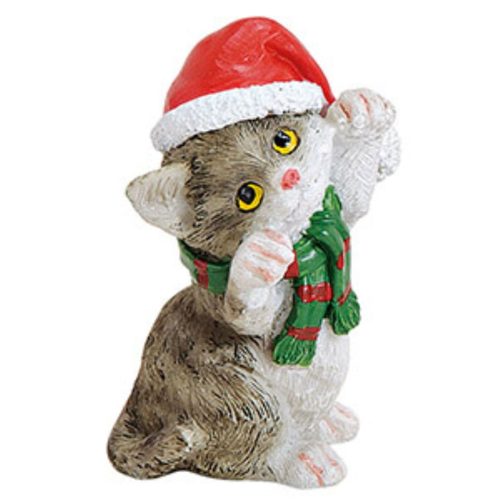 Katze mit Weihnachtsmütze aus Poly Bunt 4-fach, (B/H/T) 4x5x3cm Katze mit Weihnachtsmütze aus Poly Bunt 4-fach, (B/H/T) 4x5x3cm