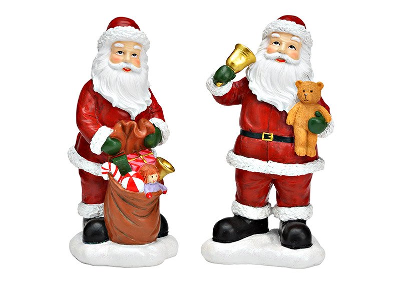 Babbo Natale in polietilene colorato a 2 pieghe, (L/A/D) 13x24x9cm