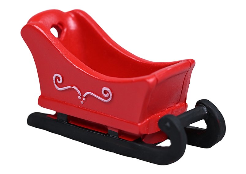 Secret Santa door display accessory, sleigh, made of red poly (W/H/D) 8x4x2cm