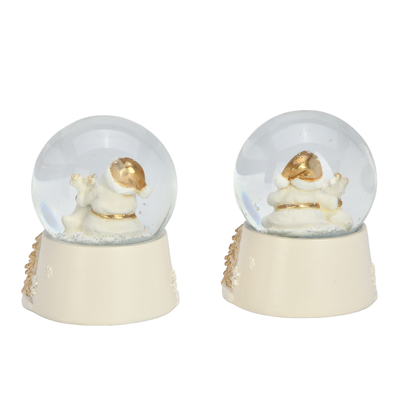 Globo di neve Babbo Natale in poli/vetro bianco 2 assortiti (L/H/D) 7x9x7cm Globo di neve Babbo Natale in poli/vetro bianco 2 assortiti (L/H/D) 7x9x7cm