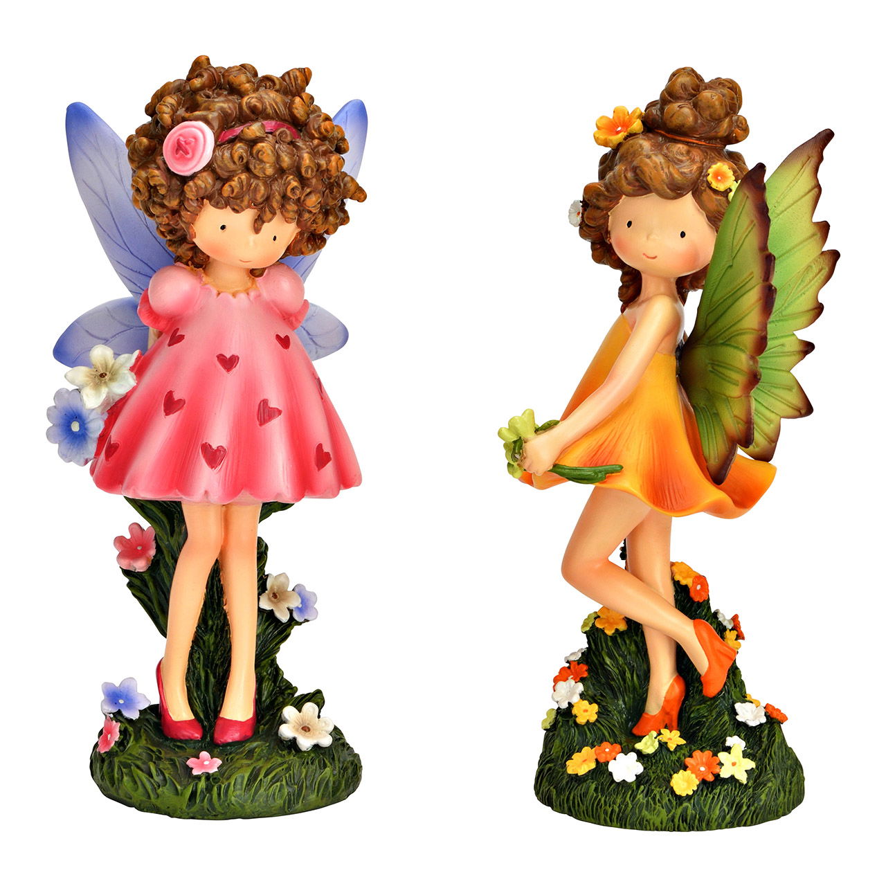 Figurita de hada de polietileno de 2 pliegues, naranja/rosa/verde (A/A/A) 7x16x8cm Figur, Puppe, Spielzeug, Gesicht, Person