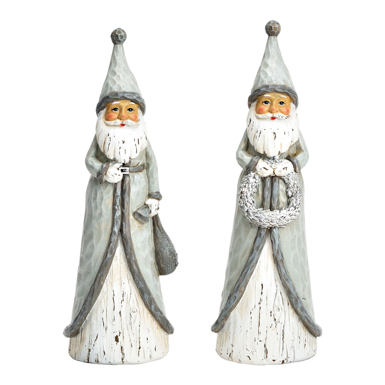 Papá Noel de poliéster gris 2 pliegues, (ancho/alto/largo) 7x23x6cm